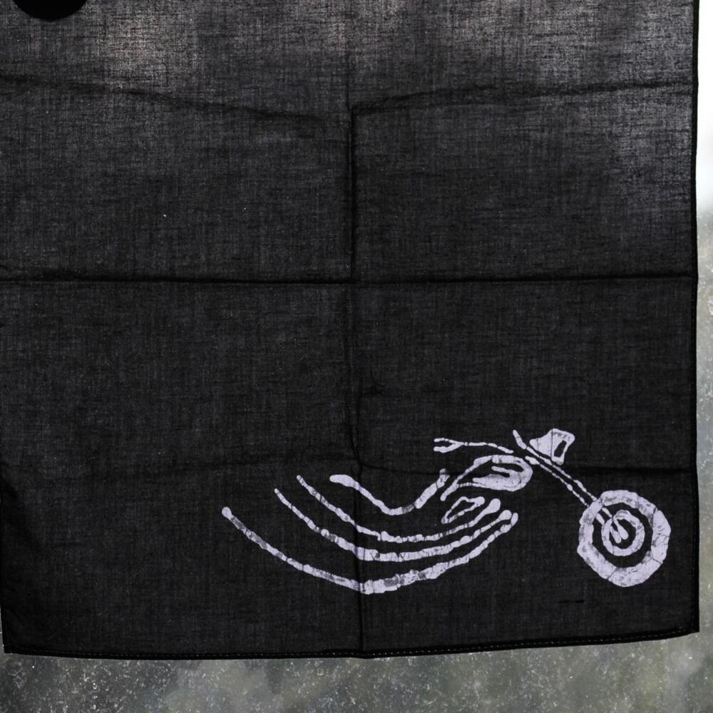 Handkerchief Art Small Motorcycle Batik Black Grey Bike Biker Unique Gift New